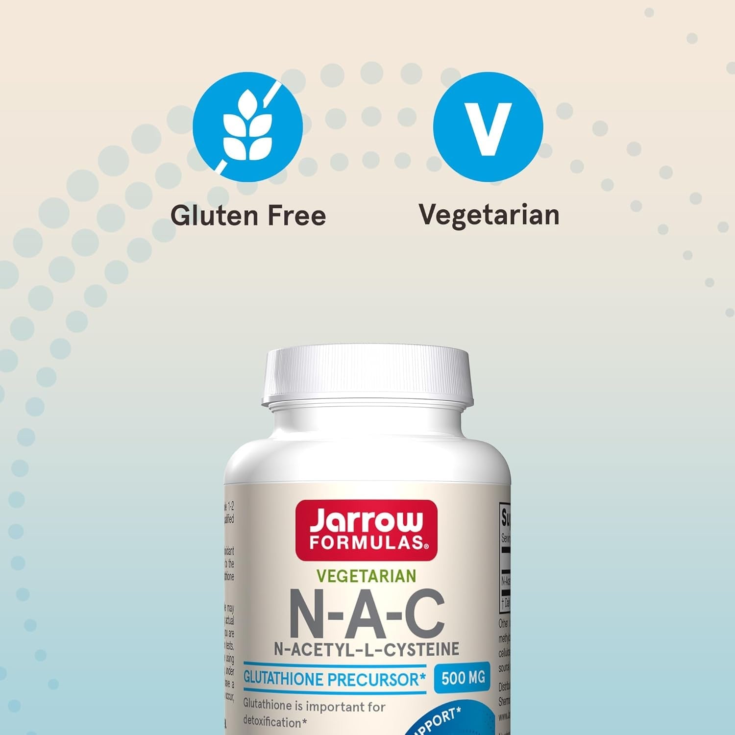 Jarrow Formulas® N-A-C 500 Mg, Dietary Supplement, Antioxidant Support for Liver Health, 60 Veggie Capsules, 60 Day Supply