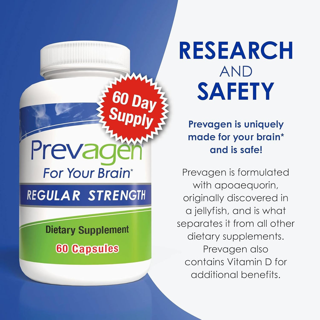 Prevagen Regular Strength - 60 Capsules (2 Month Supply) | Formulated for Your Brain | 10Mg of Apoaequorin plus Vitamin D3 with 7-Day Pill Minder