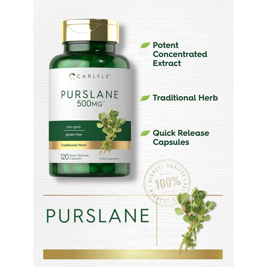 Carlyle Purslane Capsules | 120 Count | Portulaca Oleracea Extract | Non-Gmo, Gluten Free Supplement