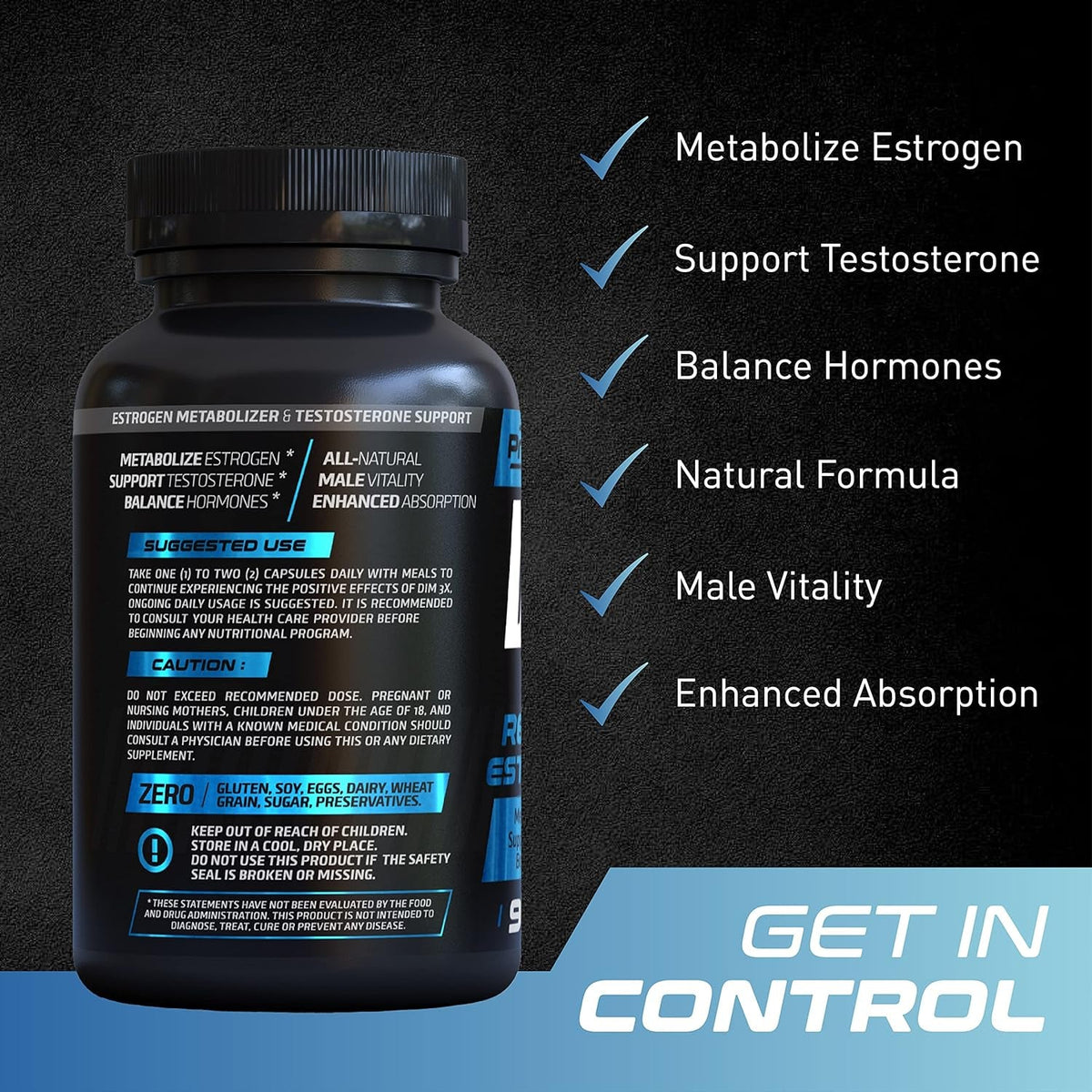 Primegenix DIM 3X 200Mg Supplement Dim Estrogen Blocker for Men & Aromatase Inhibitor Men’S Hormone Balance & Fitness Booster Supplement - 90 Capsules