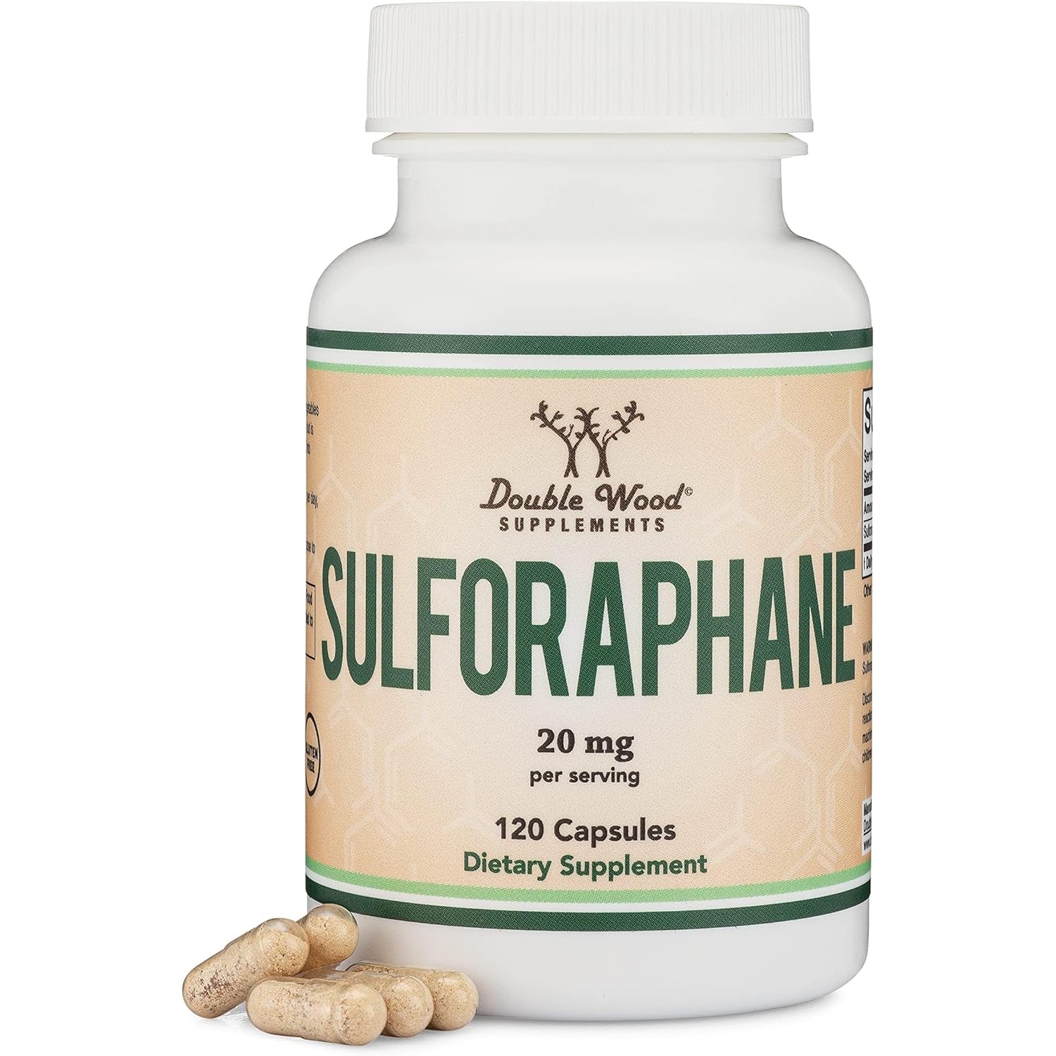Sulforaphane Supplement - 20Mg of Sulforaphane per Serving (120 Capsules) Potent Broccoli Extract for Healthy Aging (Derived from Broccoli Sprouts, Vegan Safe) by Double Wood