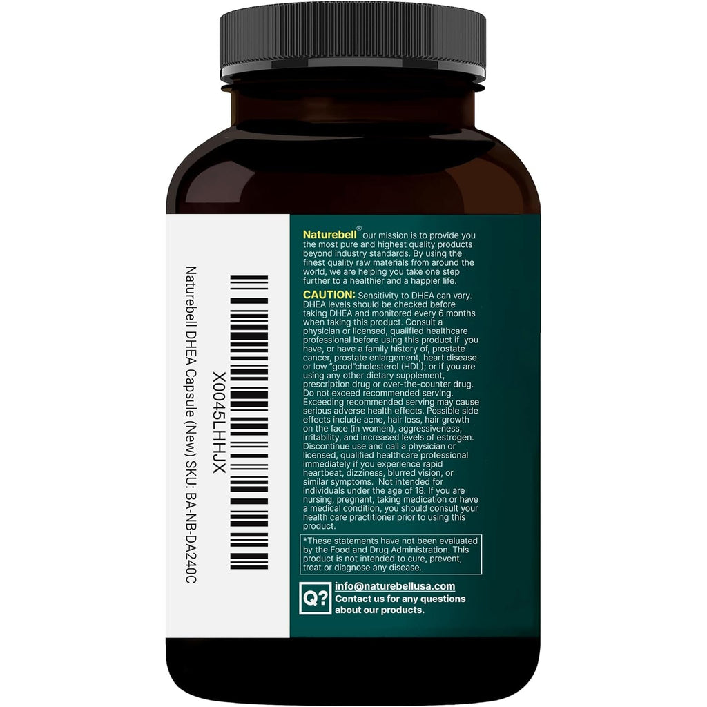 Naturebell DHEA 50Mg for Men & Women, 300 Capsules | Micronized for Better Absorption | Plant-Based Source | Supports Energy, Metabolism & Healthy Aging | Non-Gmo, Made in USA