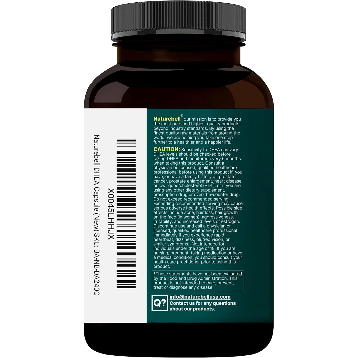 Naturebell DHEA 50Mg for Men & Women, 300 Capsules | Micronized for Better Absorption | Plant-Based Source | Supports Energy, Metabolism & Healthy Aging | Non-Gmo, Made in USA