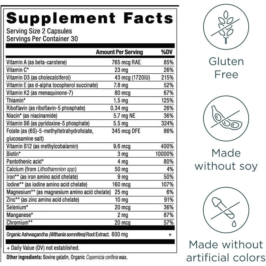 Ancient Nutrition Women’S 50+ Multivitamin with Ashwagandha – Menopause Support for Hot Flashes, Sleep, Mood, Energy & Hormonal Balance – 21 Vitamins & Minerals – 30 Servings