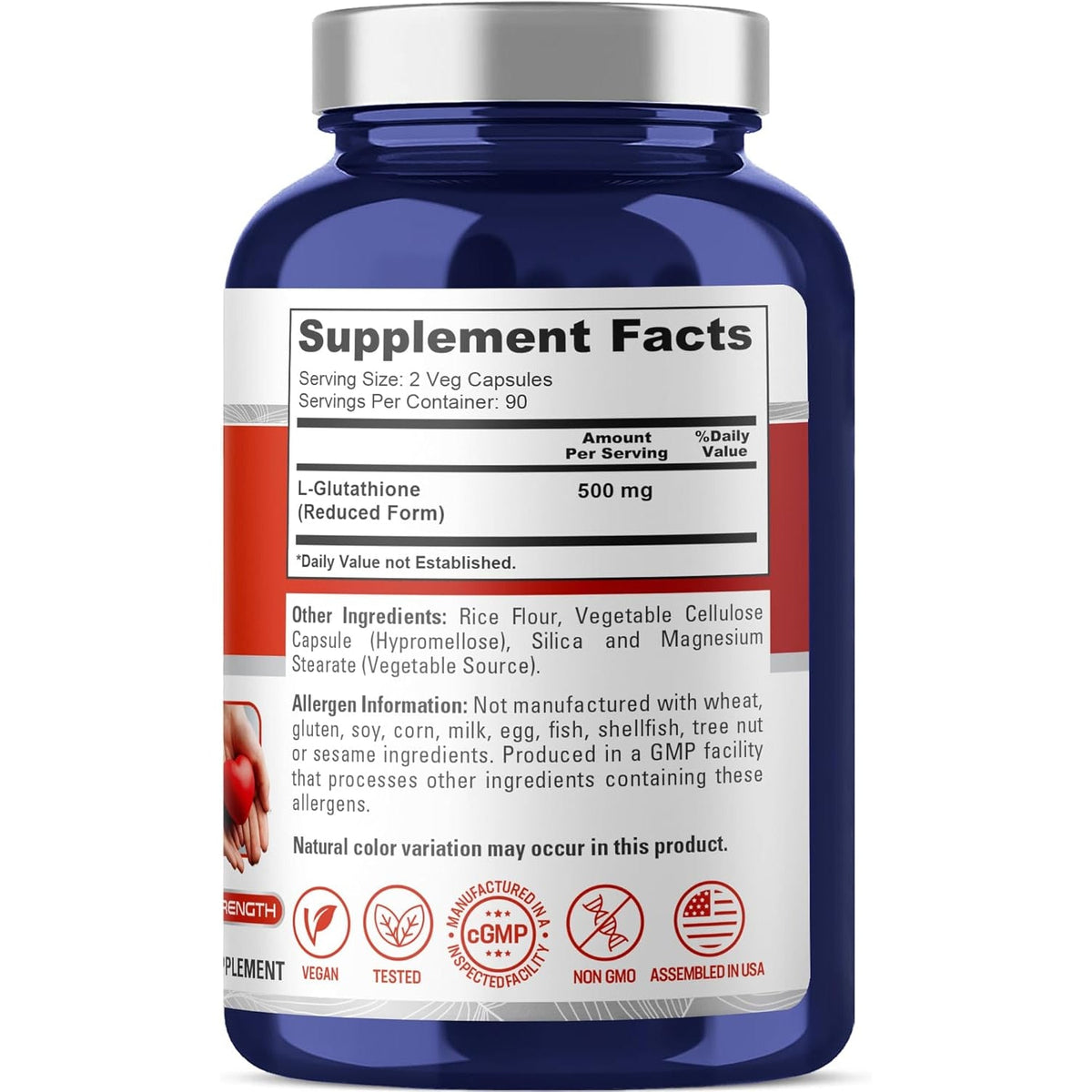 Nusapure Reduced Glutathione 500Mg 180 Veggie Capsules (Vegan,Non-Gmo) L-Glutathione