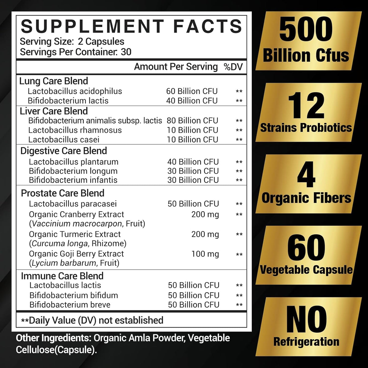 Probiotics for Men 500 Billion CFU, 16 in 1 Advanced Mens Probiotics for Digestive Health, Lmmune & Metabolism, Prostate & Urinary, Gut Health - Men'S Probiotic with Turmeric, Cranberry, Goji, 60 Caps