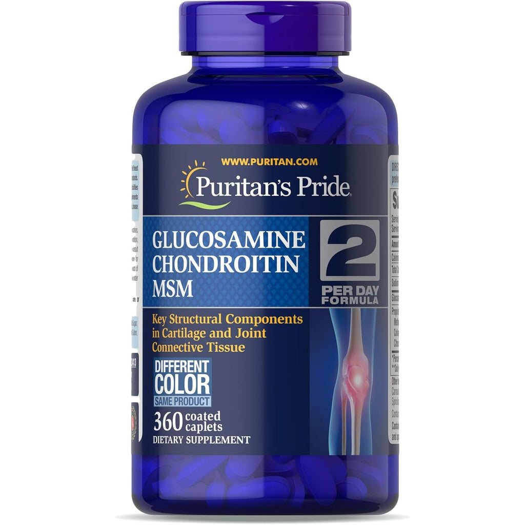 Puritan'S Pride Glucosamine Chondroitin MSM, Dietary Supplement for Joint Health, 6 Month Supply, 360 Coated Tablets