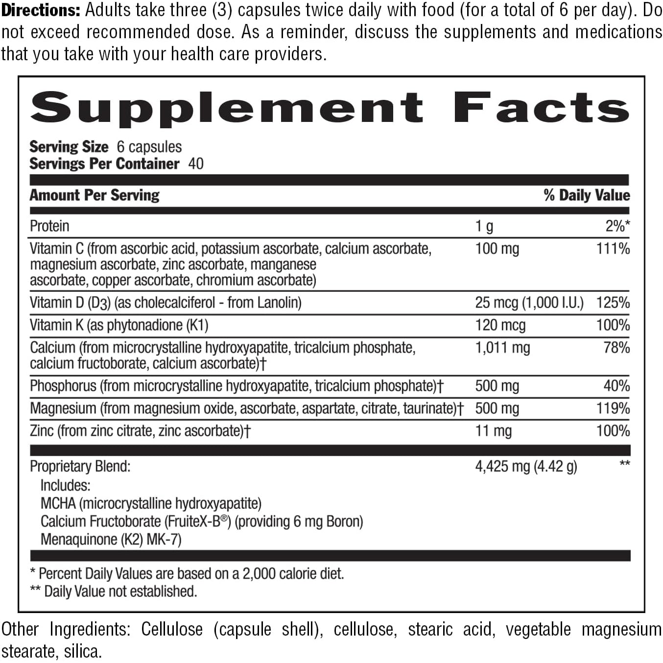 Country Life Bone Solid - Bone Health Supplement with Microcrystalline Hydroxyapatite (MCHA), Calcium, Magnesium, Zinc, Vitamins K2 & D3 for Enhanced Bone Strength & Metabolism - 240 Capsules