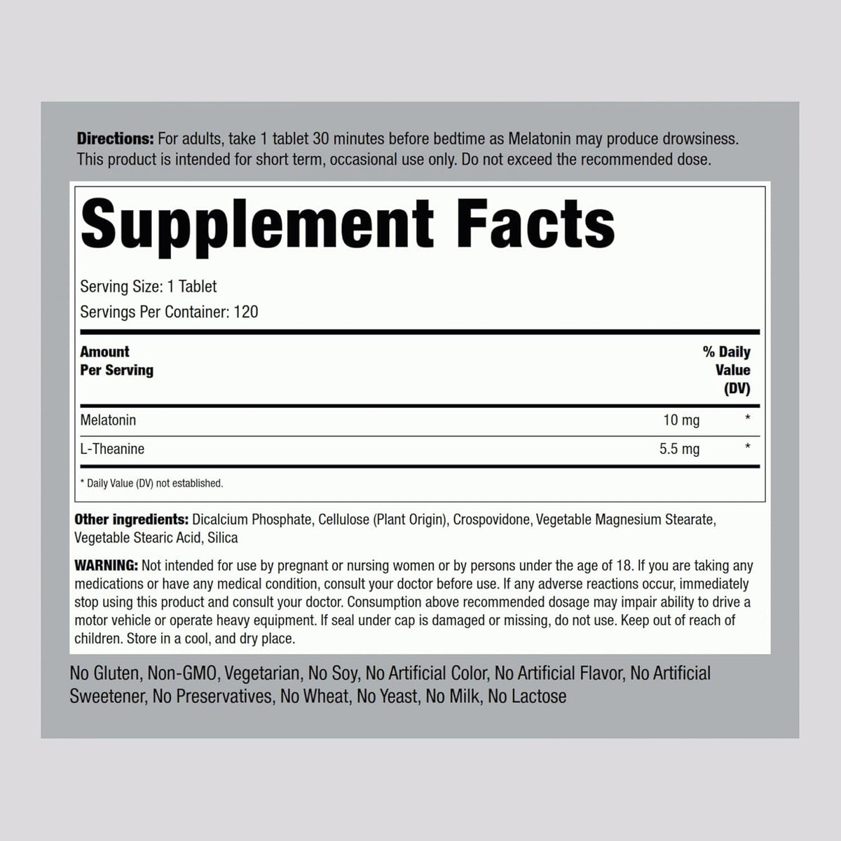 Piping Rock Melatonin 10Mg | 120 Tablets | with L-Theanine | Adult Sleep Supplement | Extra Strength Formula | Vegetarian, Non-Gmo, Gluten Free