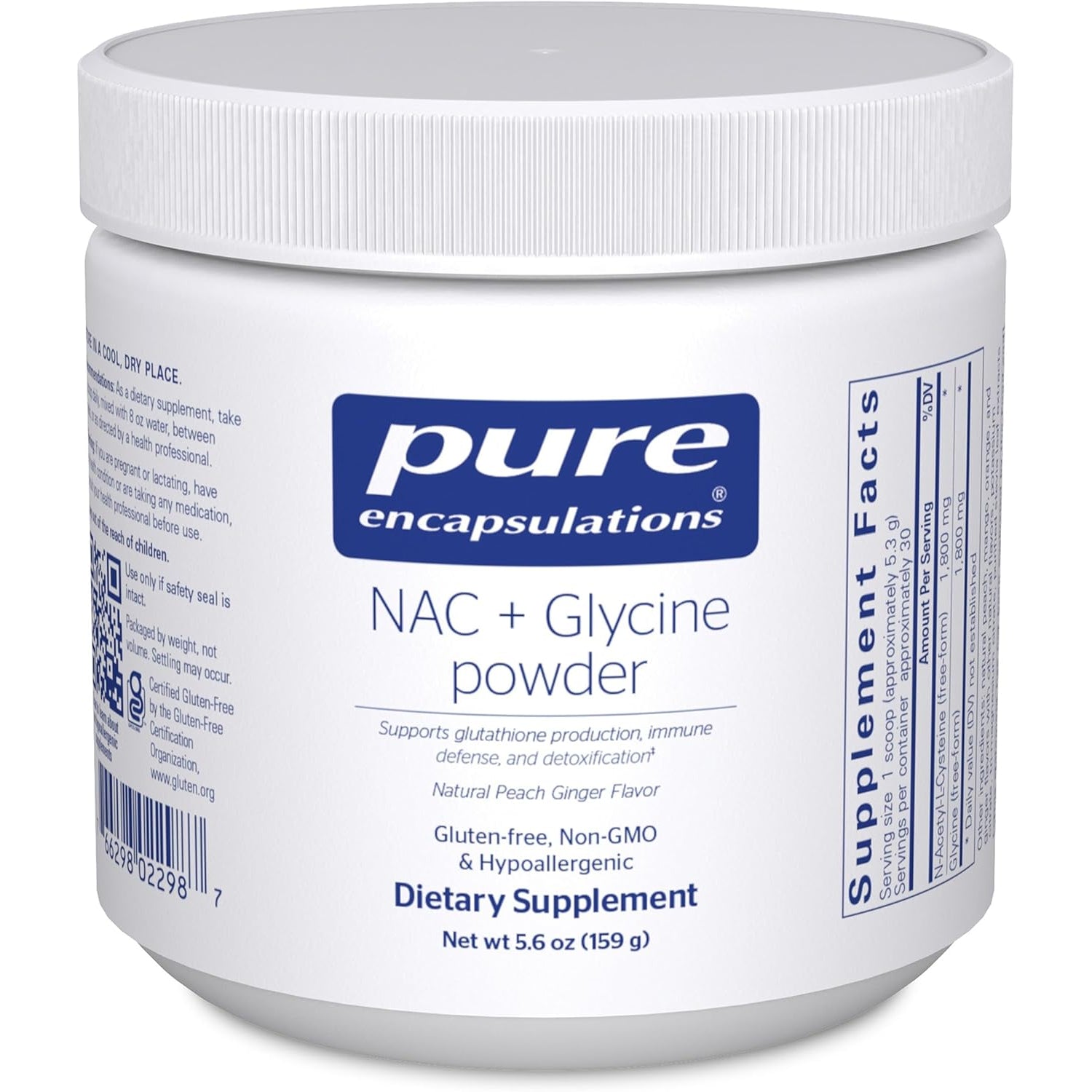 Pure Encapsulations NAC + Glycine Powder - Immune Support, Detox Cleanse & Glutathione Production* - Conditionally Essential Amino Acids - Gluten Free & Non-Gmo - 5.6 Oz