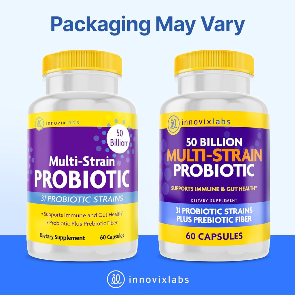 Innovixlabs Multi Strain Probiotics for Women & Men - Probiotic Supplement - 50 Billion CFU - Gut Health, Immune Support, Digestion, Lactobacillus Acidophilus, Prebiotics and Probiotics, 60 Capsules