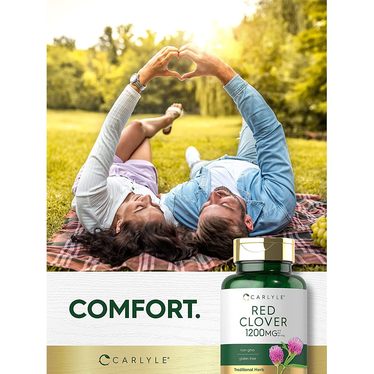 Carlyle Red Clover Capsules | 200 Count | Trifolium Pratense | Red Clover Blossom Extract Supplement | Non-Gmo, Gluten Free