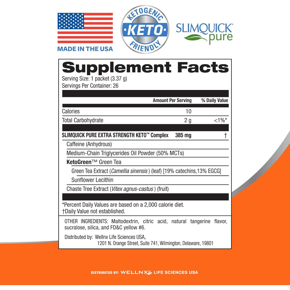 Slimquick Extra Strength Weight Management Drink Mix for Women, Tangerine - Helps Metabolism, Keeps Full for Longer with Green Tea, Caffine, Chaste Tree, Rhodiola Extract - 26 Count