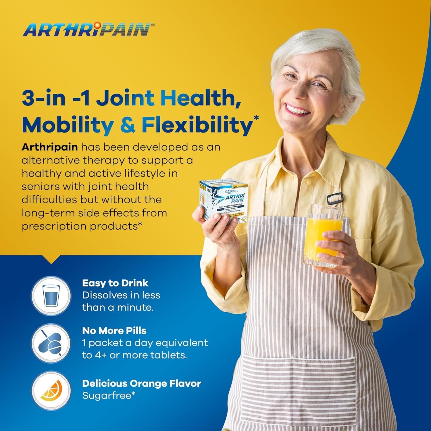 Arthripain – Joint Support Cartilage Repair Supplement – Clinically Tested Joint Juice - Ligament Relief Support – Glucosamine Chondroitin MSM – Swollen Knee Treatment –Sugar-Free – Made in US - 15Ct