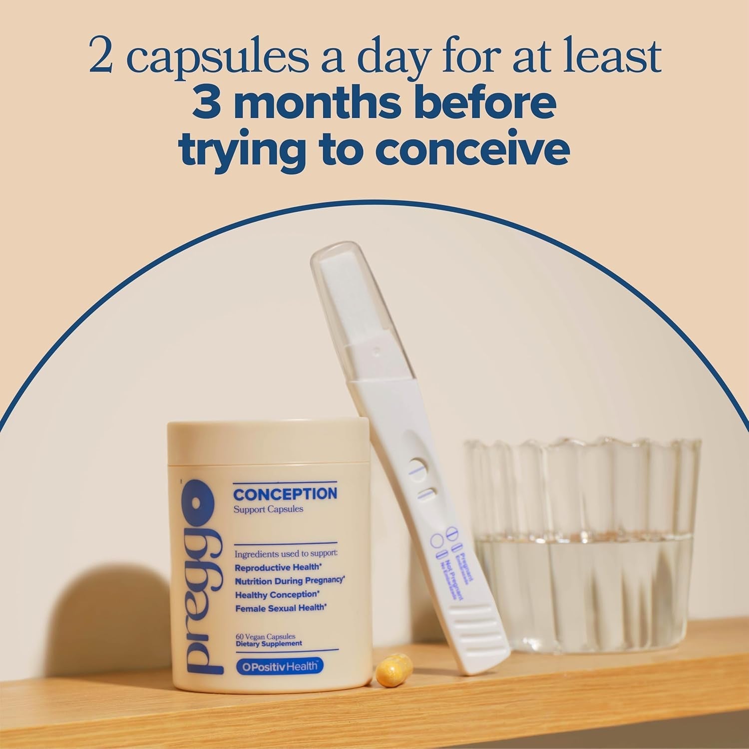 O Positiv Preggo Conception Support Capsules for Women - Obgyn-Formulated Pre Prenatal Vitamins with Clinically-Studied Ingredients - Coq10, N-Acetyl Cystein - Female Sexual Health, 60 Ct (Pack of 1)