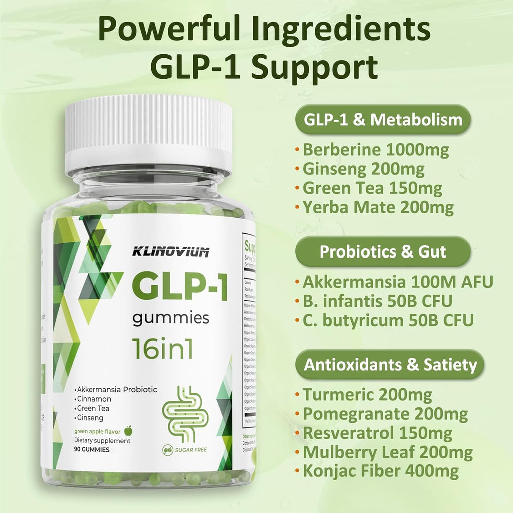 GLP1 Supplement | GLP Gummies Activates GLP-1 & AMPK with Akkermansia Probiotics, Berberine&More,Gut Health, Energy & Metabolism - 1 Pack, 90 Gummies