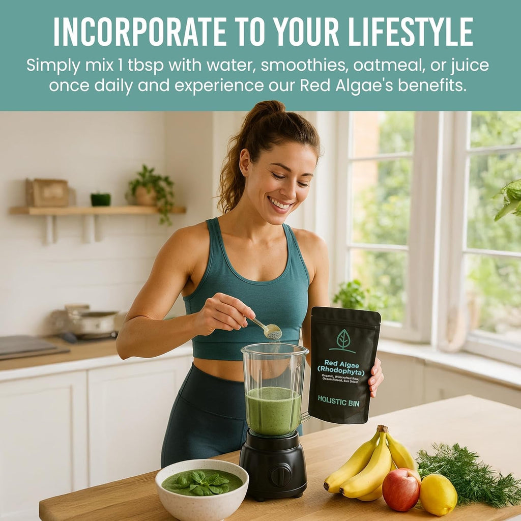 Holistic Bin Red Marine Algae Powder Gigartina and Dumontiacea Red Algae Supplements | Gluten Free, Vegan, Wild Harvested | Rich in Vegan Omega 3 (30 Grams)
