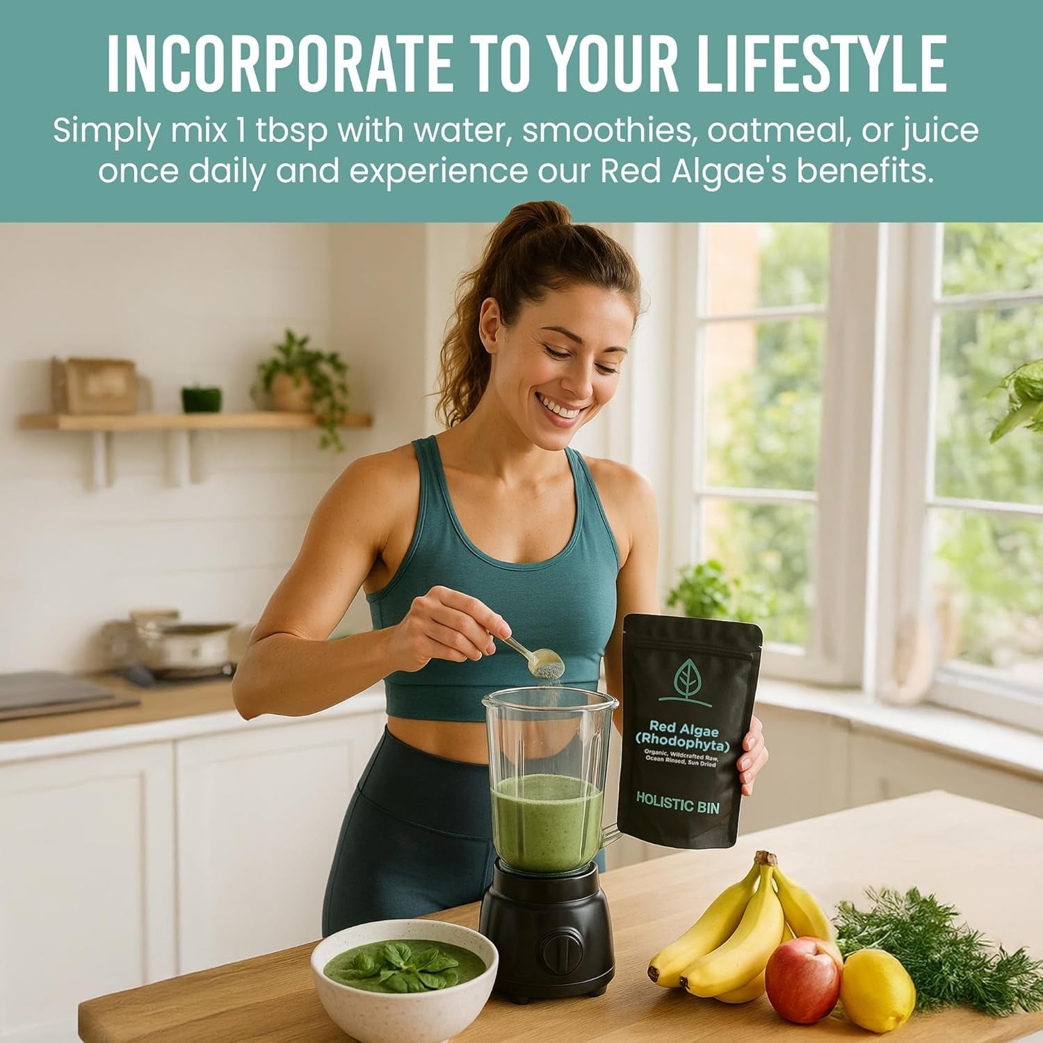 Holistic Bin Red Marine Algae Powder Gigartina and Dumontiacea Red Algae Supplements | Gluten Free, Vegan, Wild Harvested | Rich in Vegan Omega 3 (30 Grams)