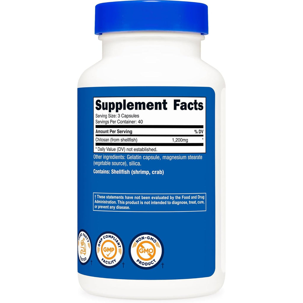 Nutricost Chitosan Supplement (1,200Mg) 120 Capsules - Gmo-Free, Gluten-Free, 40 Servings