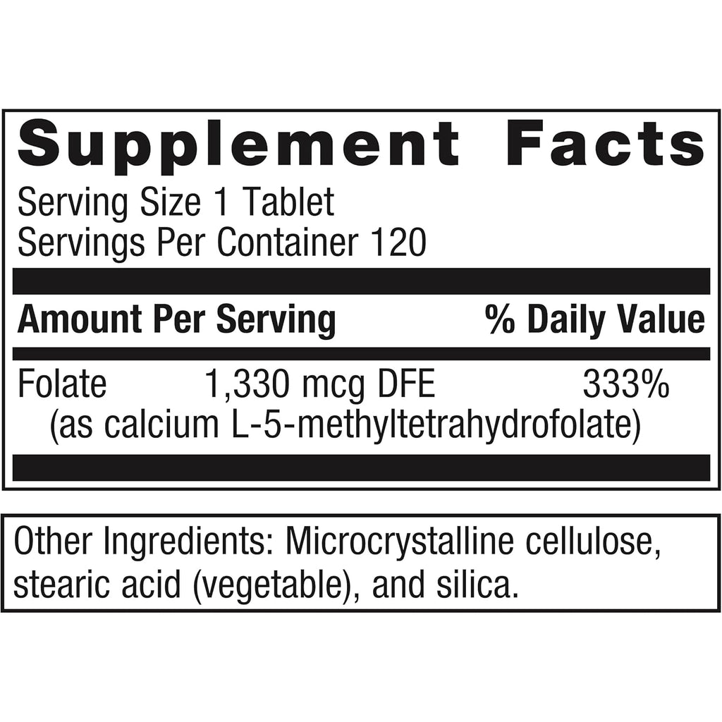 Metagenics Folapro - L-5-MTHF Folate 1,330 Mcg DFE - Supports Methylation, Homocysteine Metabolism & Cellular Health - Non-Gmo, Gluten-Free, Vegetarian - 120 Tablets