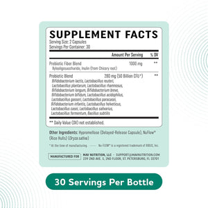 Prebiotics and Probiotics | 50 Billion CFU, 16 Probiotic Strains & Inulin Prebiotic Fiber | Delayed Release Capsules | Gut Health Support | Prebiotics and Probiotics for Women & Men | Non-Gmo | 60 Ct