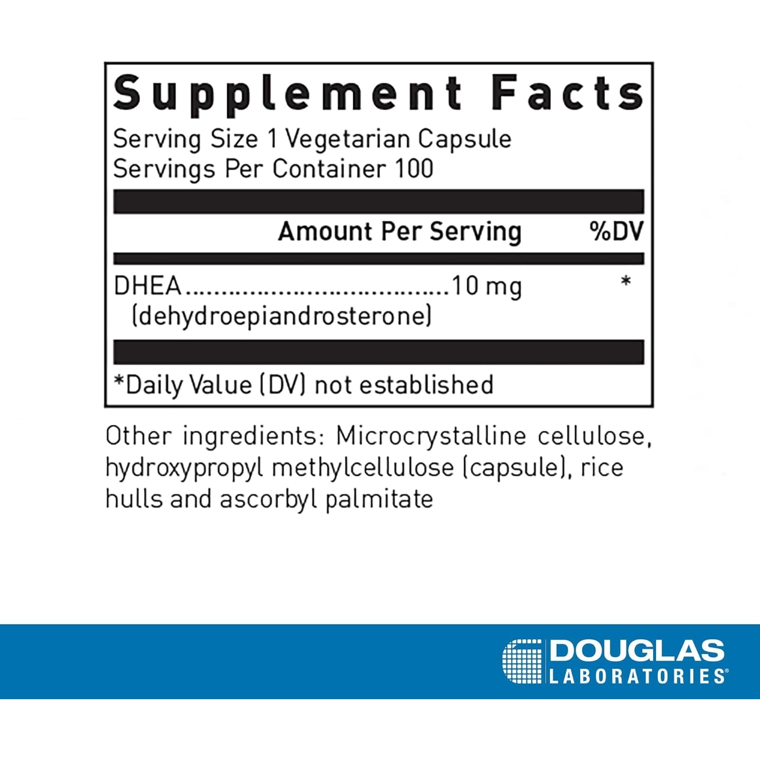 Douglas Laboratories DHEA 10 Mg Capsules - Micronized - Supports Hormone Balance, Immunity, Brain, Bone Health & Metabolism* - Non-Gmo - 100 Vegetarian Capsules