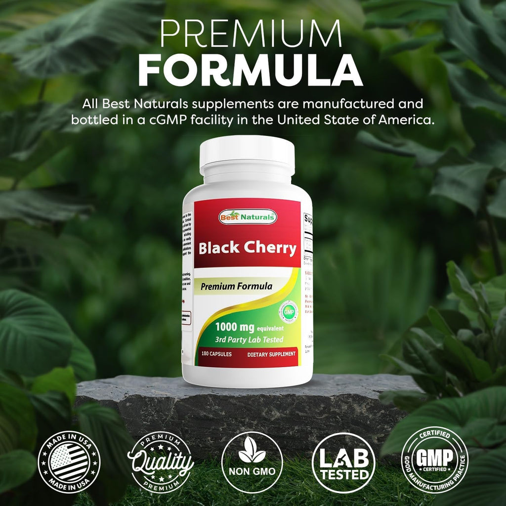 Best Naturals Black Cherry 1000 Mg Capsule, 180 Count