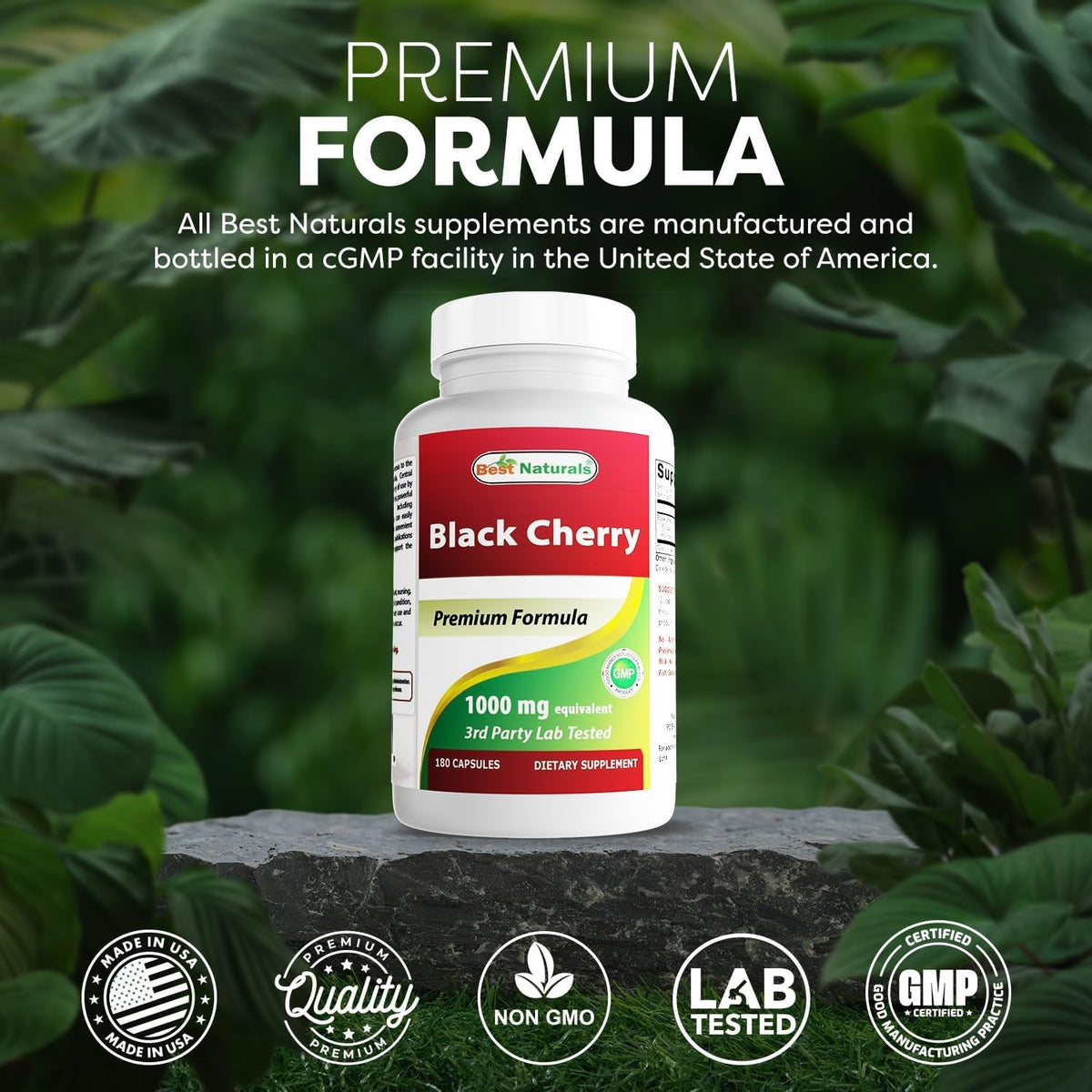 Best Naturals Black Cherry 1000 Mg Capsule, 180 Count