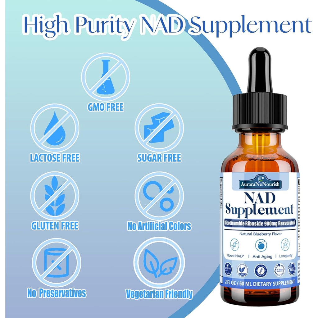 NAD Supplements for Women & Men, Liposomal NAD Nicotinamide Riboside Resveratrol 900Mg W. Resveratrol, Quercetin, Collagen, Niacin, Biotin Support Anti-Aging, Longevity, Energy, Focus
