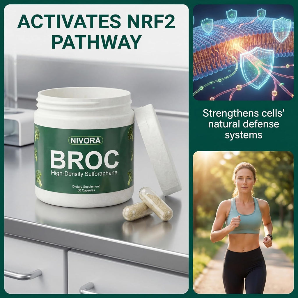 Nivora Broc High-Density Sulforaphane Supplement from Broccoli Sprouts – Immunity Support | Plant-Based Antioxidant Supplement | Supports Cellular Wellness & Overall Vitality