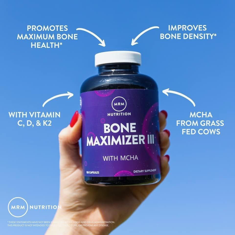 MRM Nutrition Bone Maximizer III - Supplement for Women & Men- New Zealand MCHA Calcium with Vitamin D3 and Vitamin K2 MK-7, High Potency Bone Health Formula with Magnesium and Zinc - 50 Servings