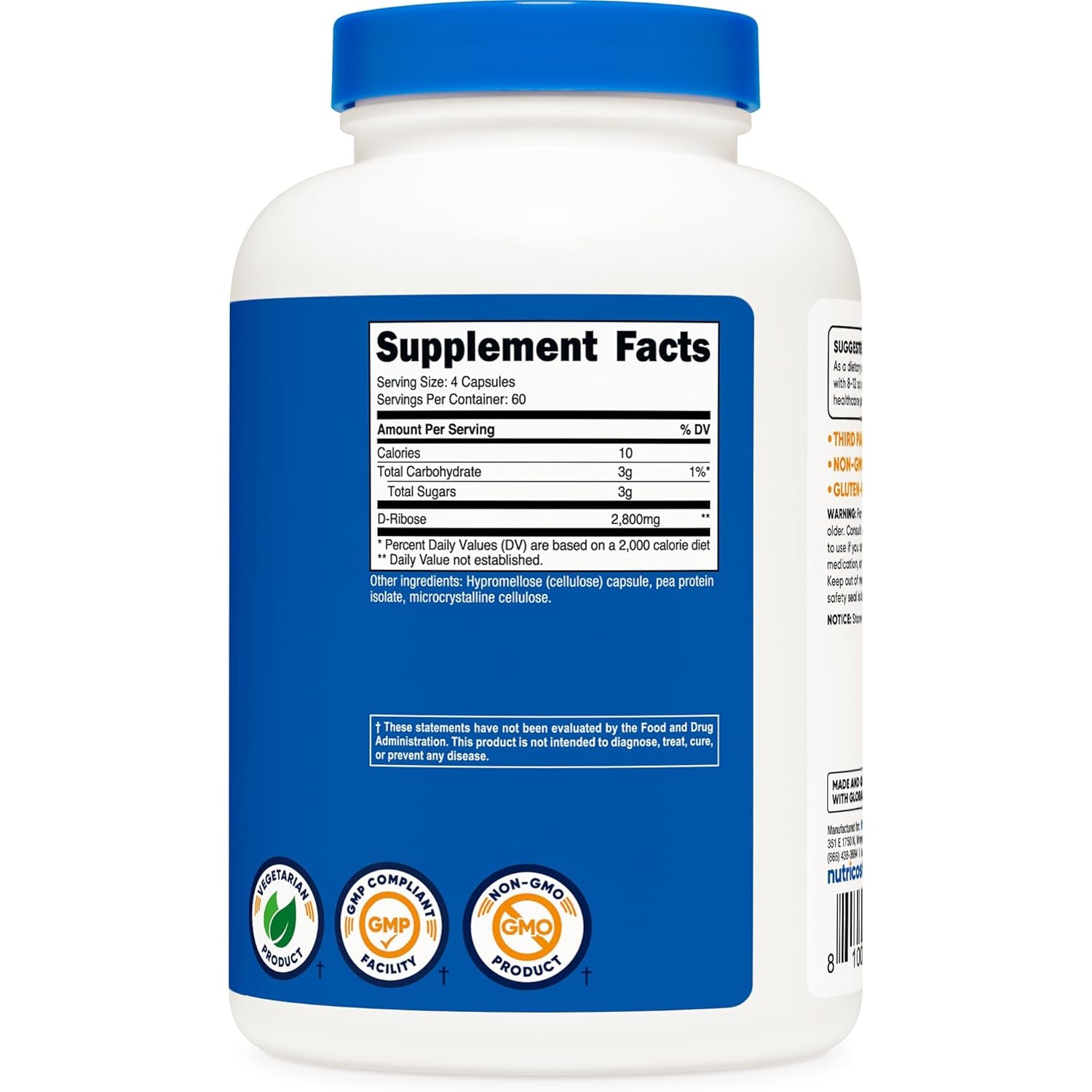 Nutricost D-Ribose 700Mg (2800Mg per Serving), 240 Capsules - Vegetarian Friendly, Non-Gmo, Gluten Free