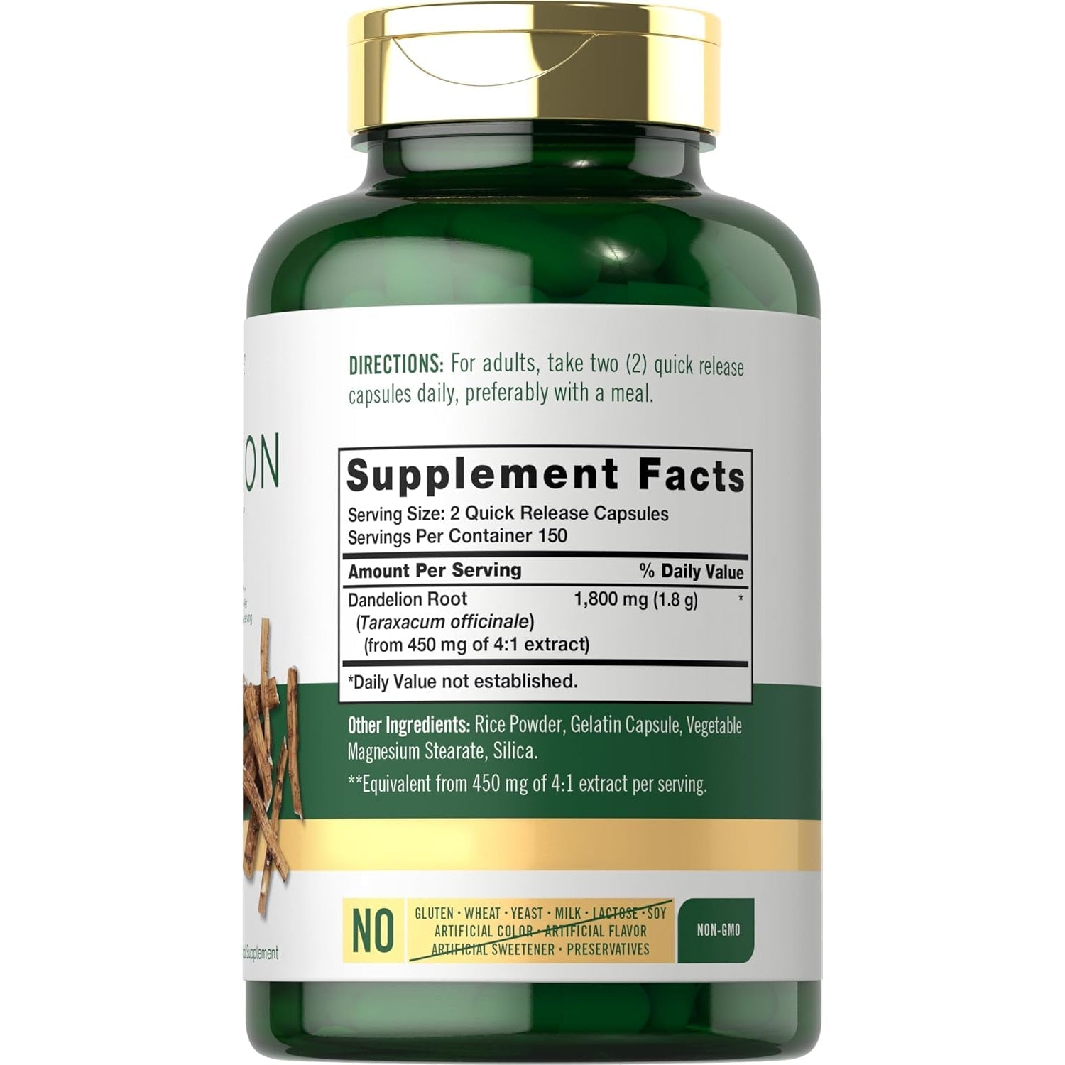 Carlyle Dandelion Root Extract | 300 Capsules | Herb Supplement | Taraxacum Officinale | Non-Gmo and Gluten Free