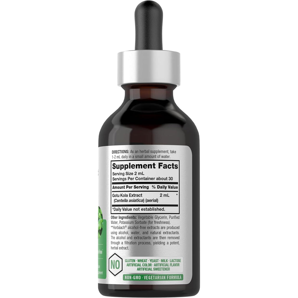 Horbäach Gotu Kola Extract | 2 Fl Oz | Alcohol Free | Super Concentrated Liquid Herb Supplement | Vegetarian, Non-Gmo, Gluten Free