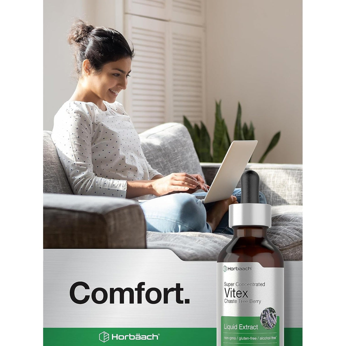 Horbäach Vitex Berry Chasteberry Extract Tincture | 2 Fl Oz | Super Concentrated Liquid | Alcohol Free Chaste Tree Berry Supplement | Vegetarian, Non-Gmo, Gluten Free