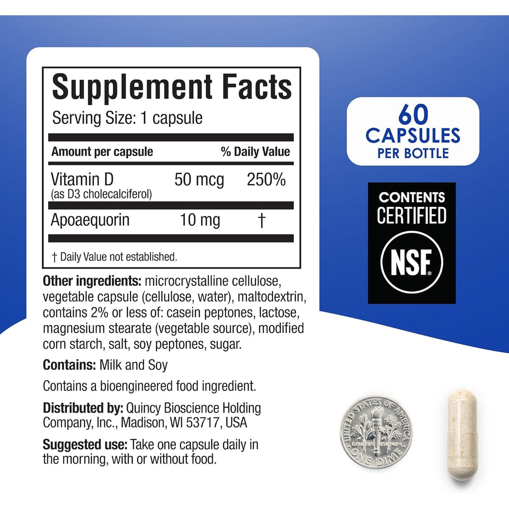 Prevagen Regular Strength - 60 Capsules (2 Month Supply) | Formulated for Your Brain | 10Mg of Apoaequorin plus Vitamin D3