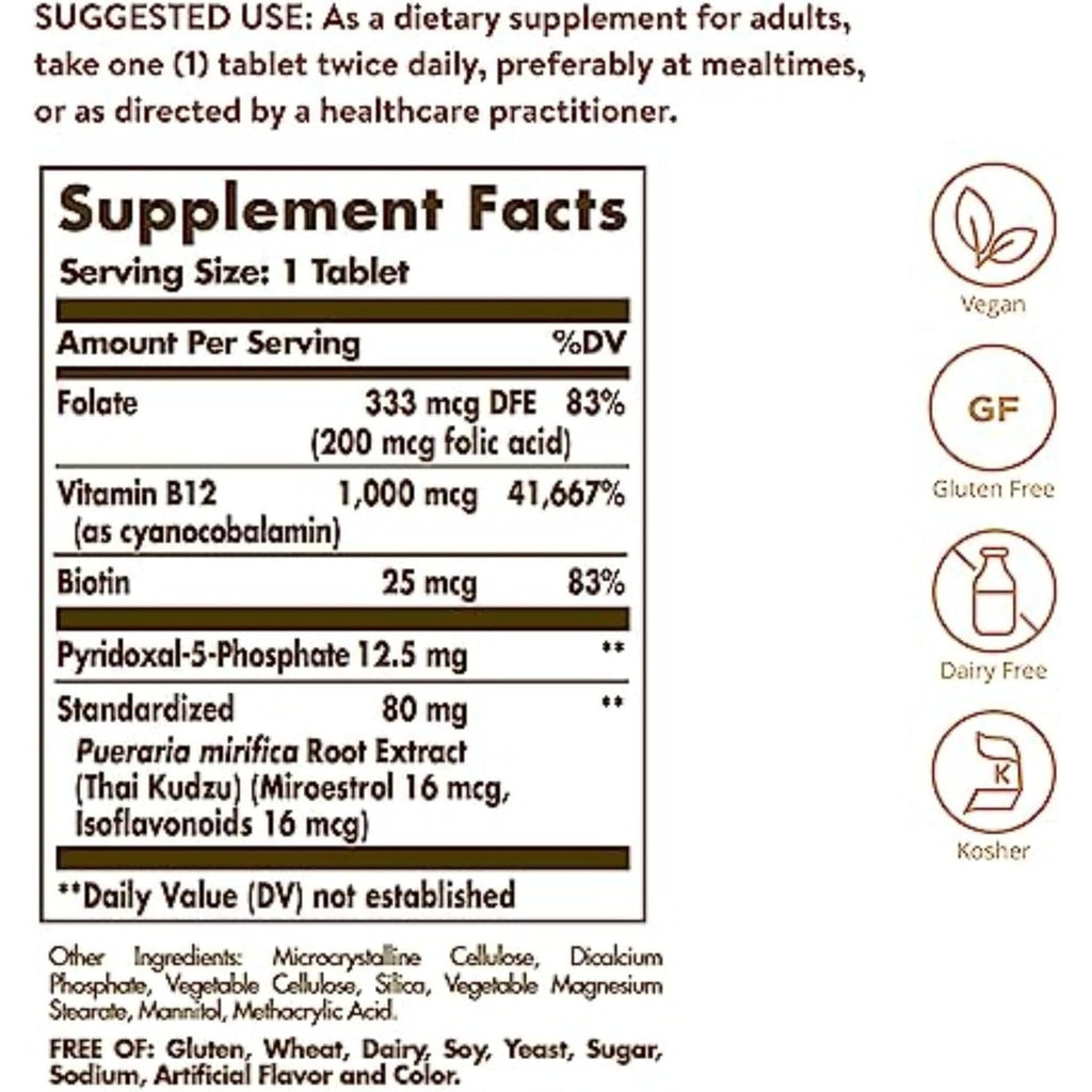 Solgar Women'S Balancing Formula, 60 Tablets - Pueraria Mirifica - Phytoestrogen Balancing Formula, Energy Metabolism, Nervous System Health - Vegan, Gluten-Free, Dairy Free, Kosher - 60 Servings