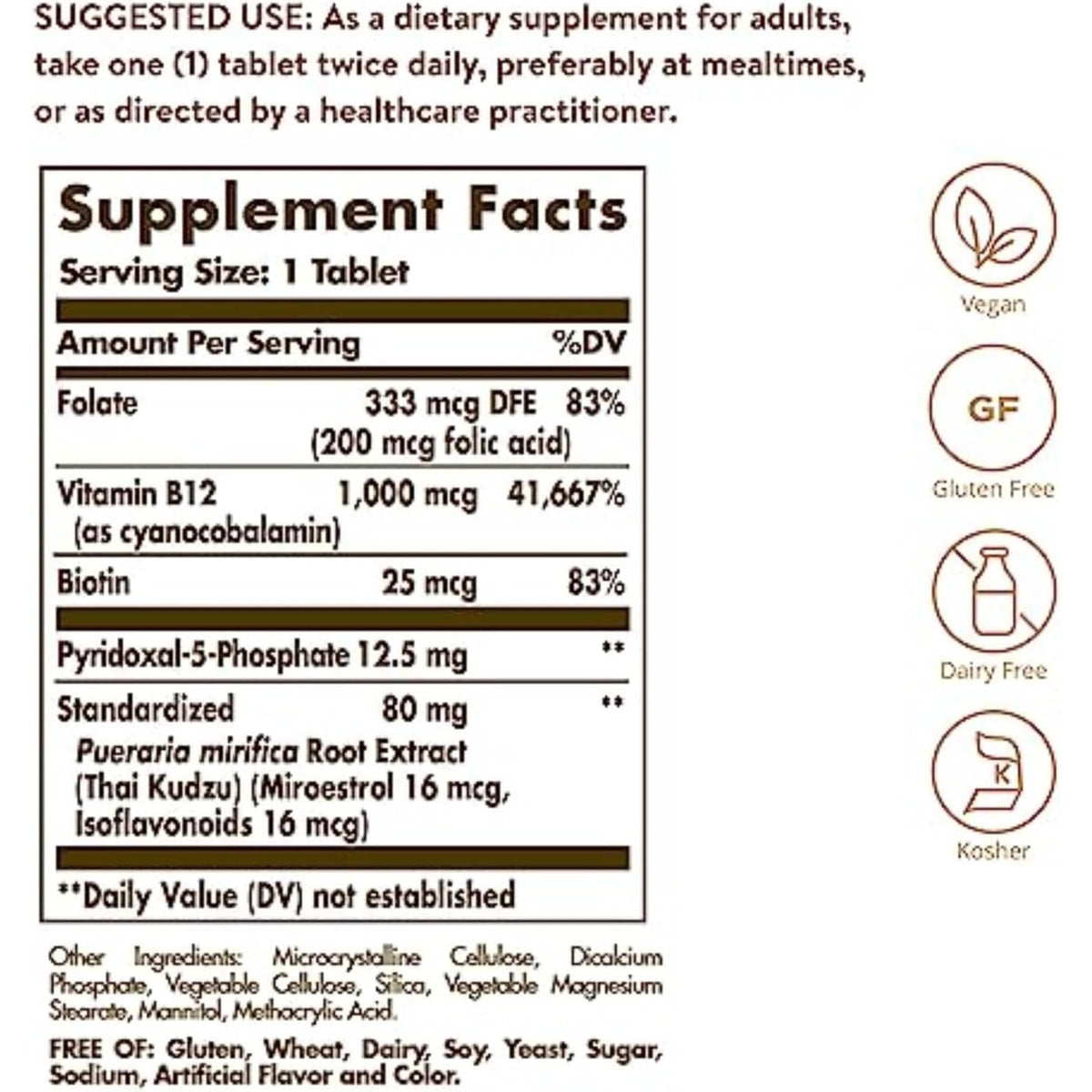 Solgar Women'S Balancing Formula, 60 Tablets - Pueraria Mirifica - Phytoestrogen Balancing Formula, Energy Metabolism, Nervous System Health - Vegan, Gluten-Free, Dairy Free, Kosher - 60 Servings