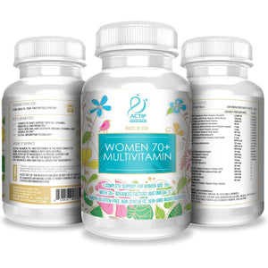 ACTIF Organic Multivitamin for Women Age 70+ with 20+ Advanced Factors and Omega-3, Non-Gmo, Made in USA, 90 Count