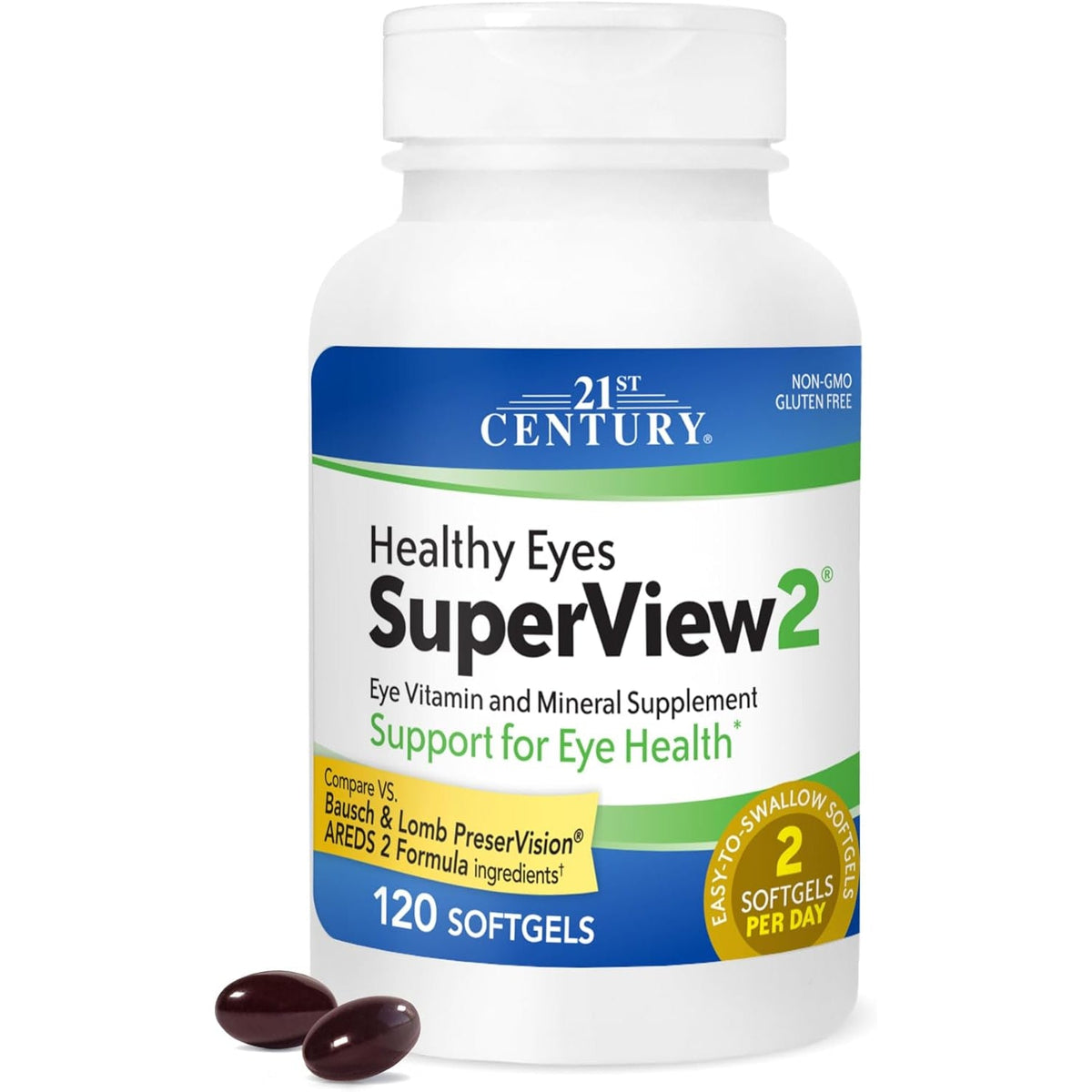 21St Century Healthy Eyes Superview 2 Softgels, 120 Count