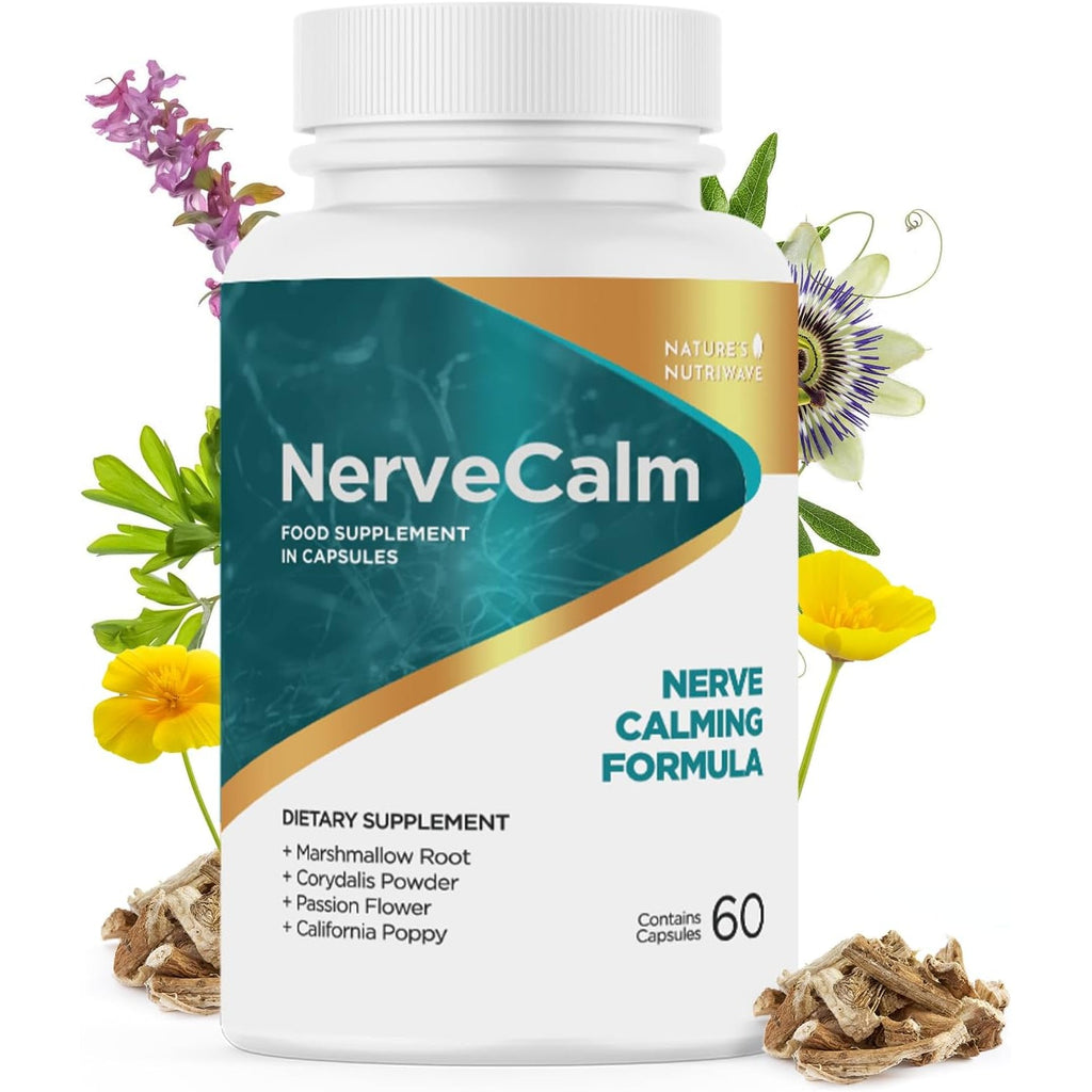 Nervecalm – Natural Calm Supplement | Herbal Blend with Passion Flower, Prickly Pear & California Poppy | Vegan Capsules, Non-Gmo, 1 Month Supply | Made in USA