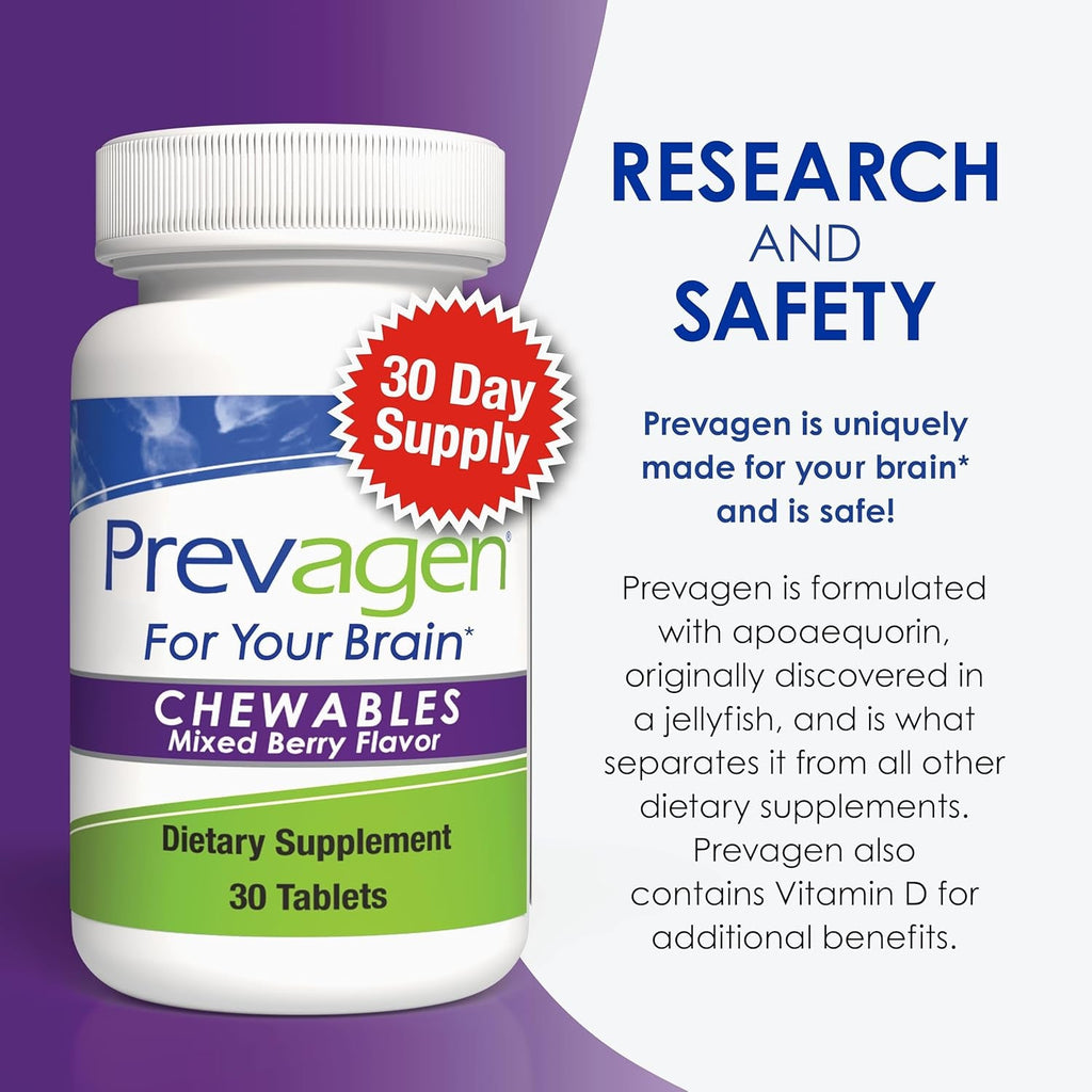 Prevagen Regular Strength Mixed Berry Chewables - 60 Tablets (2 Month Supply) | Formulated for Your Brain | 10Mg of Apoaequorin plus Vitamin D3 with 7-Day Pill Minder