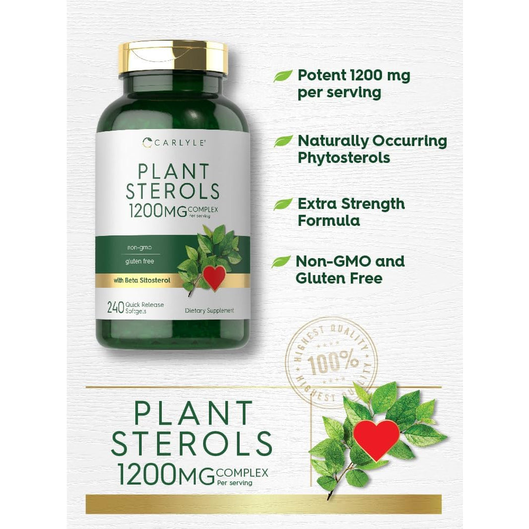 Carlyle Plant Sterols 1200 Mg | 240 Ultra Potent Softgel Capsules | Non-Gmo and Gluten Free Supplement | with Beta Sitosterol