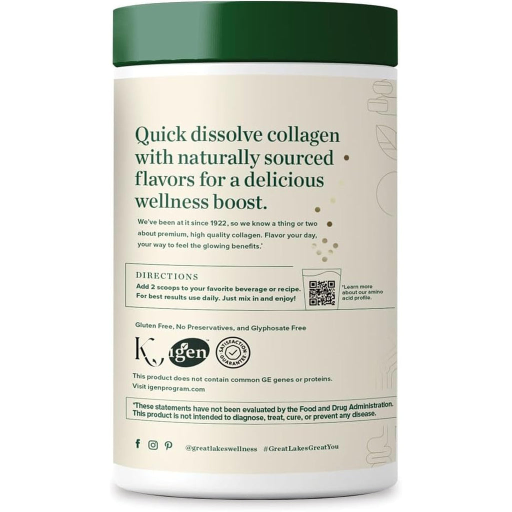 Great Lakes Wellness Collagen Peptides Powder for Skin, Hair, Nails, Joints & Digestion - Chocolate Flavored - Quick Dissolve Hydrolyzed, Non-Gmo, Kosher - 10 Oz