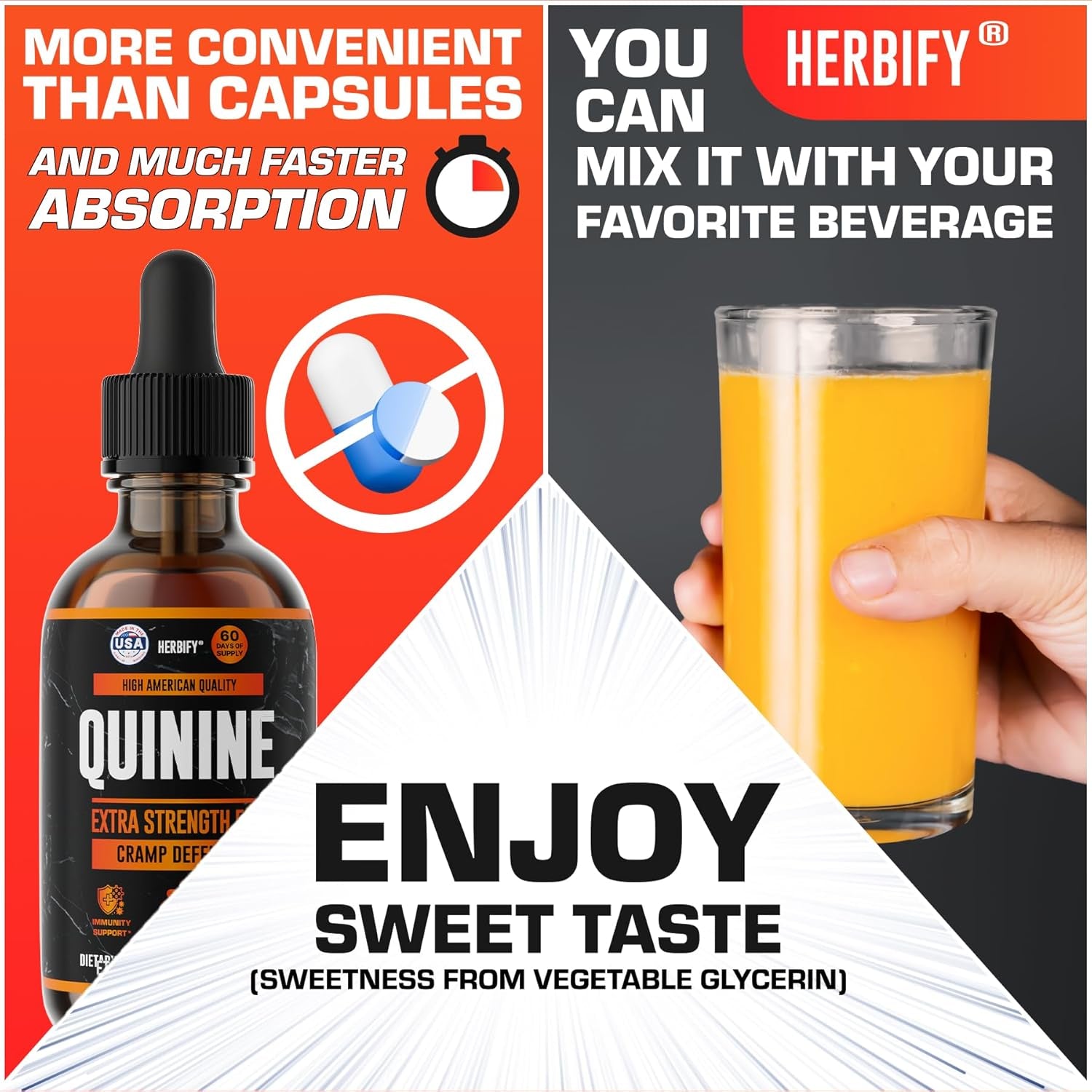 HERBIFY Quinine Tincture - Quinine Liquid Extract for Healthy Digestion - Quinine Cinchona Supplement for Better Absorption - US Made Product - for Men & Women 4Oz (120Ml)