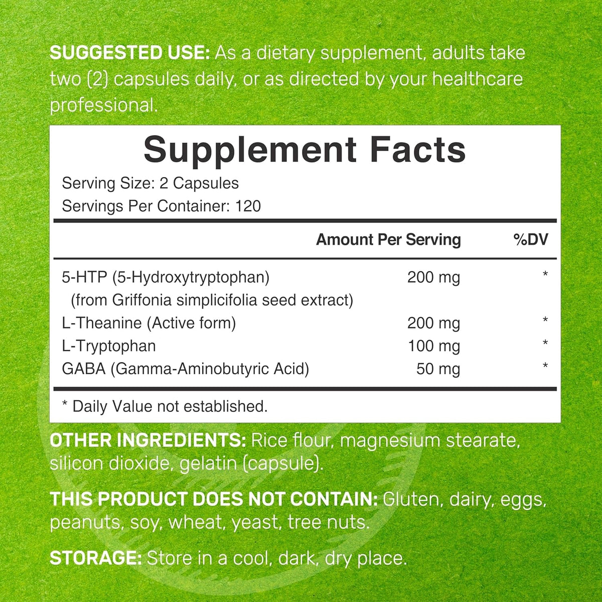 Deal Supplement 5-HTP 200Mg per Serving, 240 Capsules, 98% African Derived Griffonia Seed Extract | 4 in 1 Formula | plus Active L Theanine, L Tryptophan, & GABA | Relaxation Support Supplement