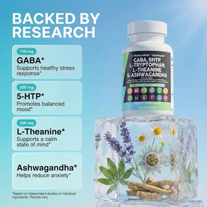 Clean Nutraceuticals GABA 750Mg 5 HTP 200Mg L Tryptophan 500Mg L Theanine 200Mg Ashwagandha Sam-E L-Glycine - Mood Support Vitamins for Women and Men with L-Tyrosine 5-HTP (5-Hydroxytryptophan)