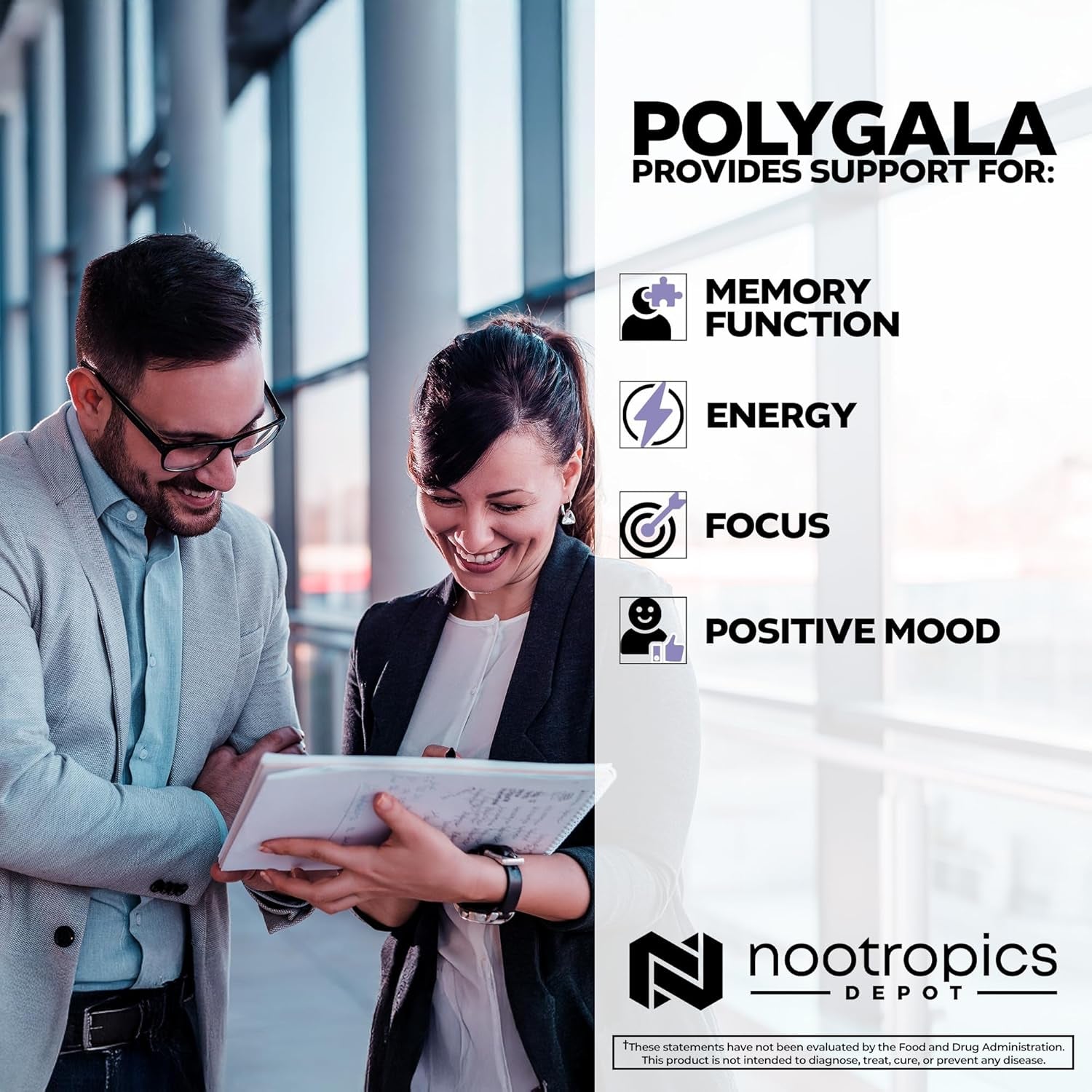 Nootropics Depot Polygala Tenuifolia Capsules | 100Mg | 90 Count | 20:1 Extract | Yuan Zhi | Promotes Cognitive Function, Learning and Memory | Supports Healthy Stress Levels | Adaptogen Supplement