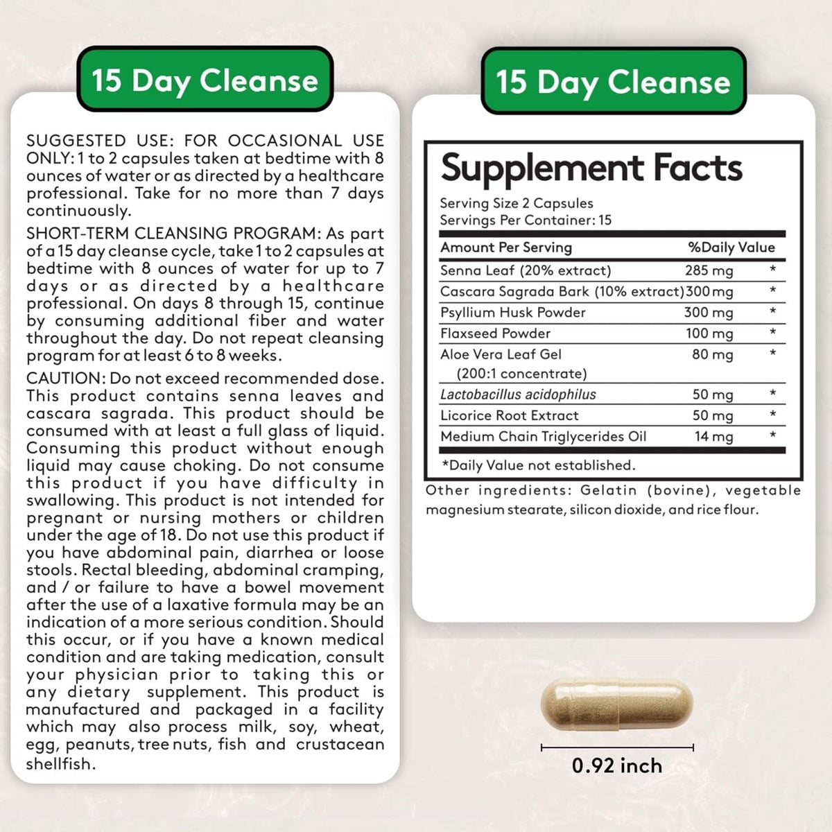 Youth & Tonic 15 Day Cleanse – Colon & Gut Cleanse Detox Reset for Plateaus, Belly Bloating & Regularity, Digestive Health – for Women & Men, 30 Pills