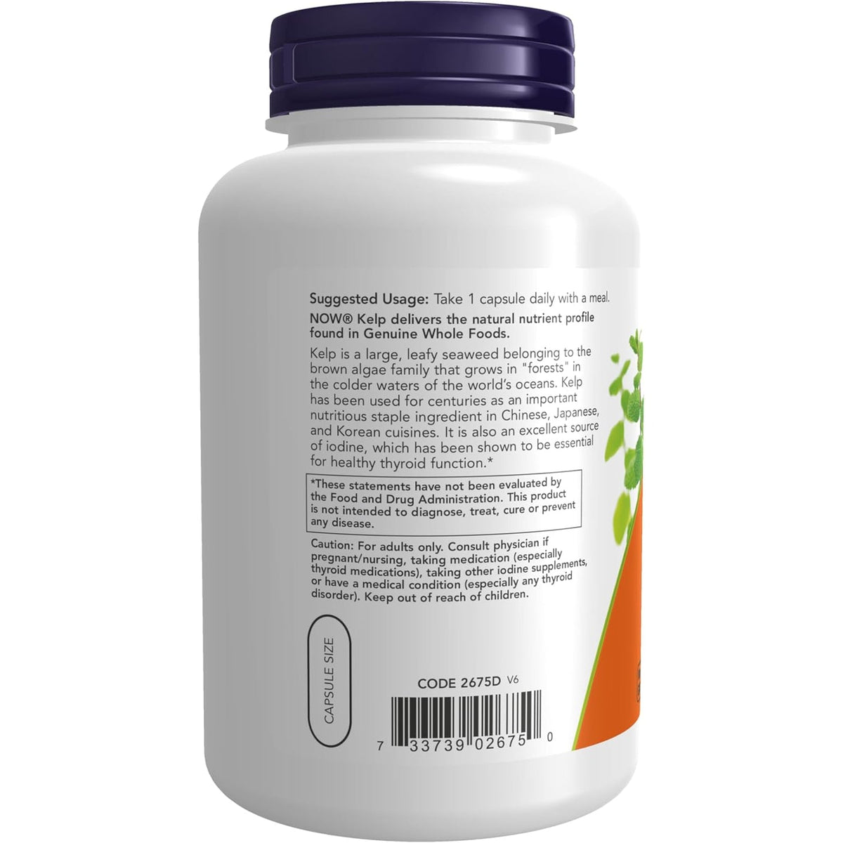NOW Supplements, Kelp 325 Mcg of Natural Iodine, Supports Healthy Thyroid Function*, Super Green, 250 Veg Capsules
